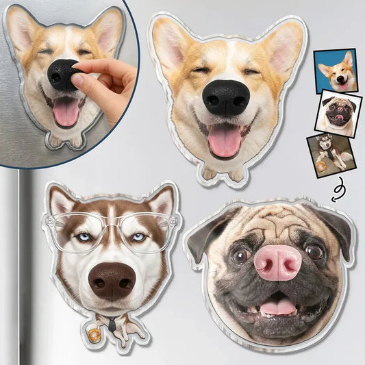 Personalized Dog Nose Fridge Magnet, Custom Pet Photo Cutout, Unique Gift for Dog Lovers