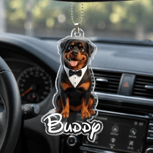 Personalized Cartoon Pet Rear View Mirror Accessory - Cute Gift for Dog Mom Cat Mom, Car Decor