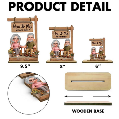 Personalized 2-Layer Wooden Plaque Rocking Chair Couple, You & Me We Got This, Unique Romantic Gift for Husband or Wife