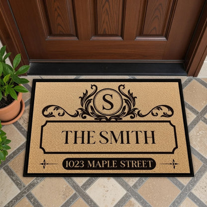 Personalized Vintage Family Monogram Address Doormat