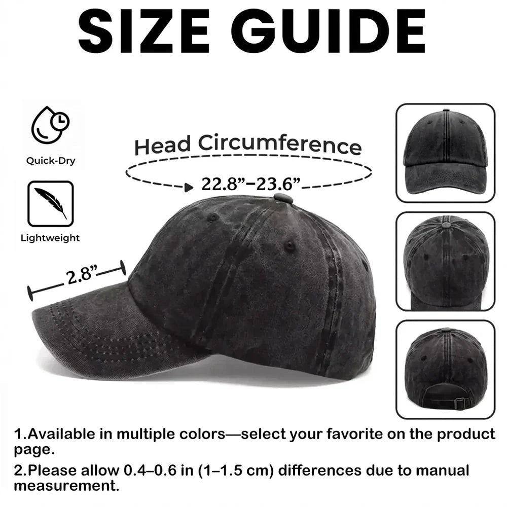 Personalized Washed Denim Baseball Cap, Custom Vintage Look Unique Gift for Dad or Friend