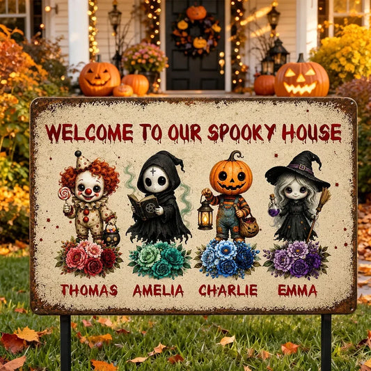 Personalized Welcome To Our Spooky House Iron Sign