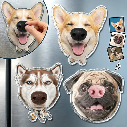 Personalized Dog Nose Fridge Magnet, Custom Pet Photo Cutout, Unique Gift for Dog Lovers