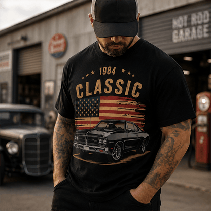Personalized Patriotic Retro Car Classic T-Shirt