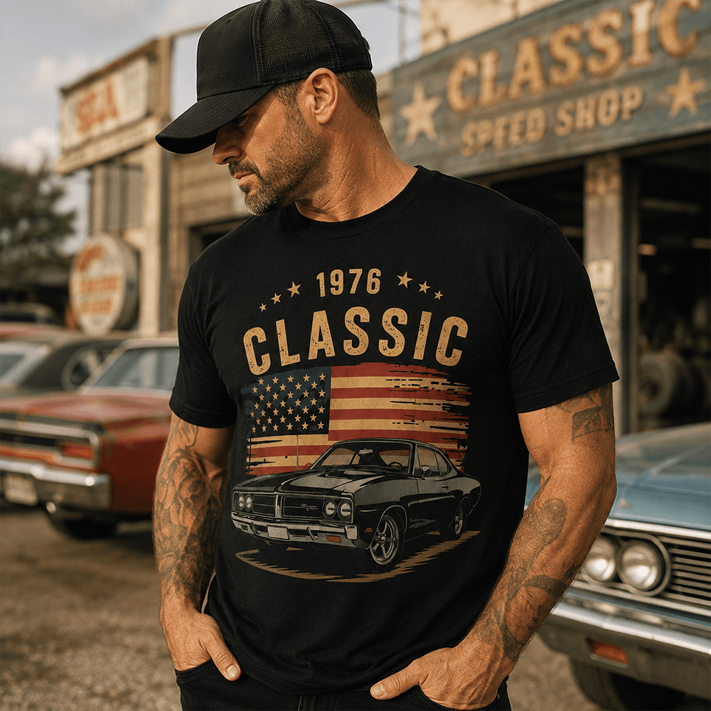 Personalized Patriotic Retro Car Classic T-Shirt