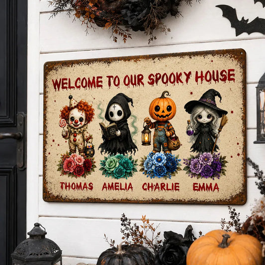 Personalized Welcome To Our Spooky House Iron Sign