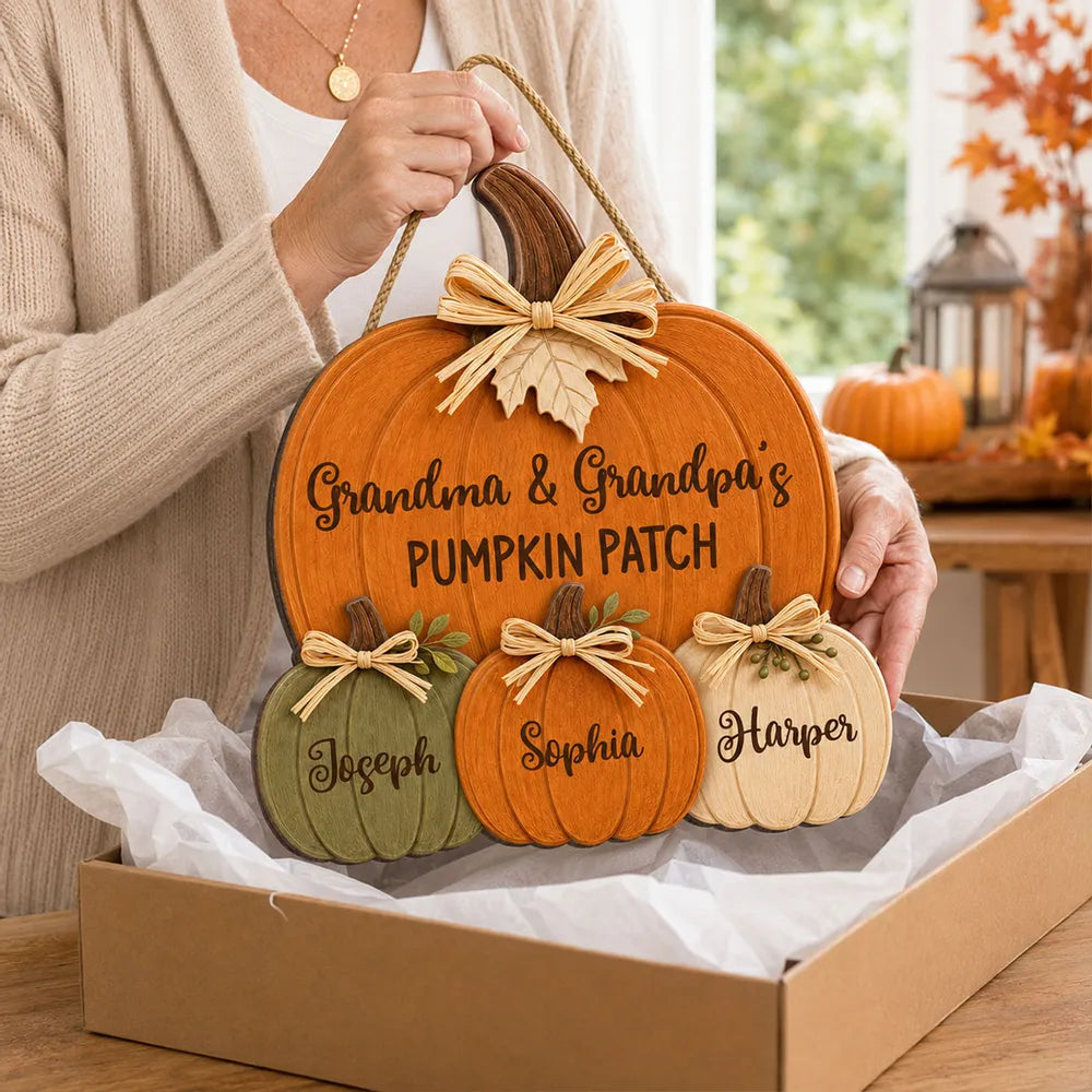 Personalized Grandma And Grandpa's Pumpkin Patch Wooden Sign