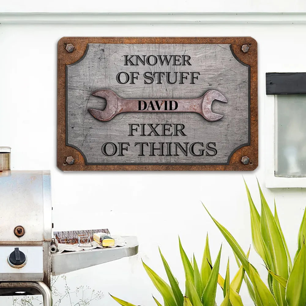 Personalized Knower Of Stuff Garage Iron Sign