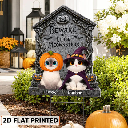 Little Meownsters Shaped Yard Sign, Cats Sitting in Costume, Personalized Creative Gift for Cat Lovers