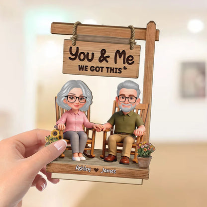 Personalized 2-Layer Wooden Plaque Rocking Chair Couple, You & Me We Got This, Unique Romantic Gift for Husband or Wife