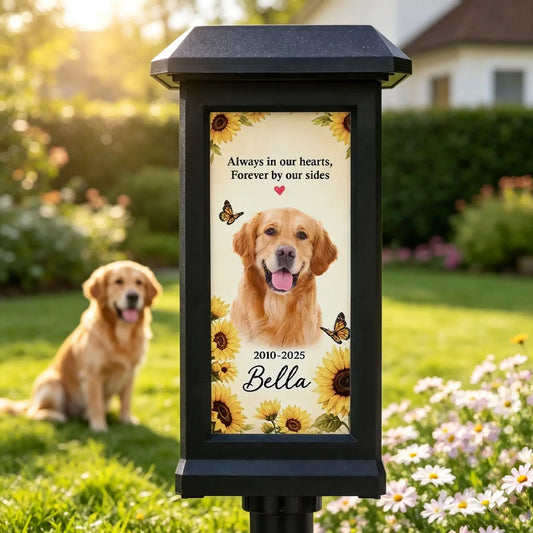Personalized Pet Memorial Solar Garden Stake Light, Sunflower Dog Tribute, Unique Sympathy Gift for Pet Owners