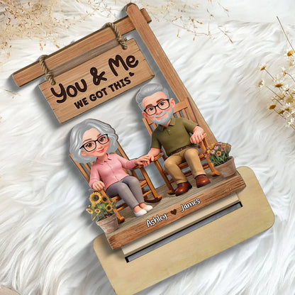 Personalized 2-Layer Wooden Plaque Rocking Chair Couple, You & Me We Got This, Unique Romantic Gift for Husband or Wife