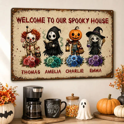 Personalized Welcome To Our Spooky House Iron Sign