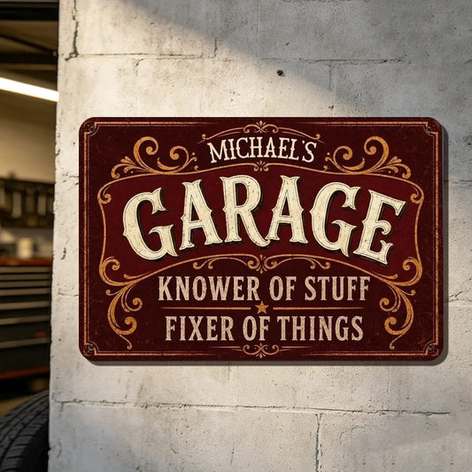 Personalized Rectangular Iron Sign, Vintage Garage Decor, Unique Creative Gift for Dad or Husband