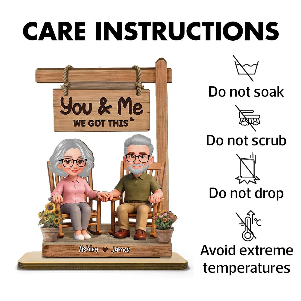 Personalized 2-Layer Wooden Plaque Rocking Chair Couple, You & Me We Got This, Unique Romantic Gift for Husband or Wife
