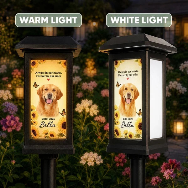 Personalized Pet Memorial Solar Garden Stake Light, Sunflower Dog Tribute, Unique Sympathy Gift for Pet Owners