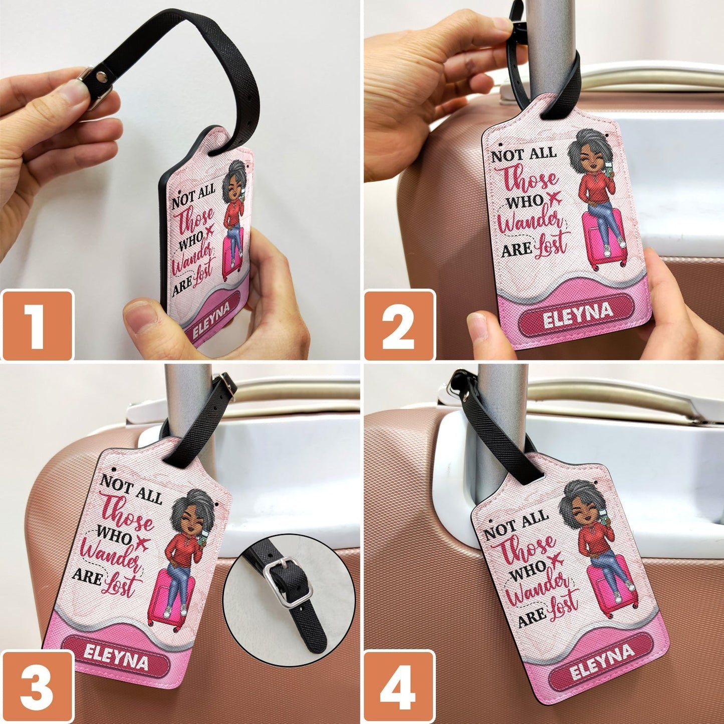 Custom Leather Luggage Tag - Perfect Gift for Travel Lovers, Personalized with Name