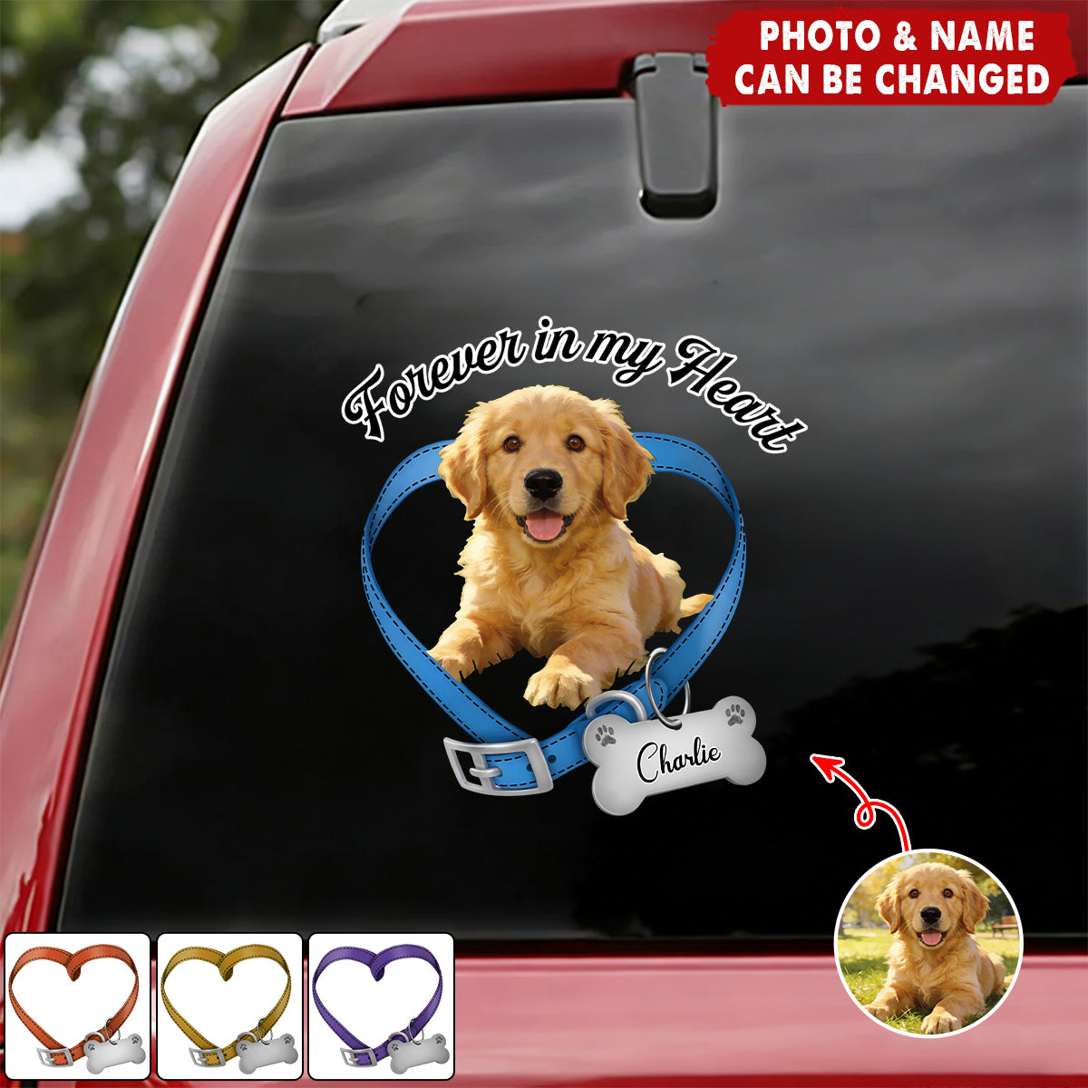 Custom Photo Forever In My Heart Pet Memorial Car Sticker