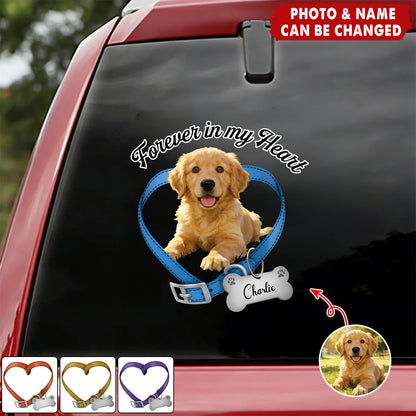 Custom Photo Forever In My Heart Pet Memorial Car Sticker