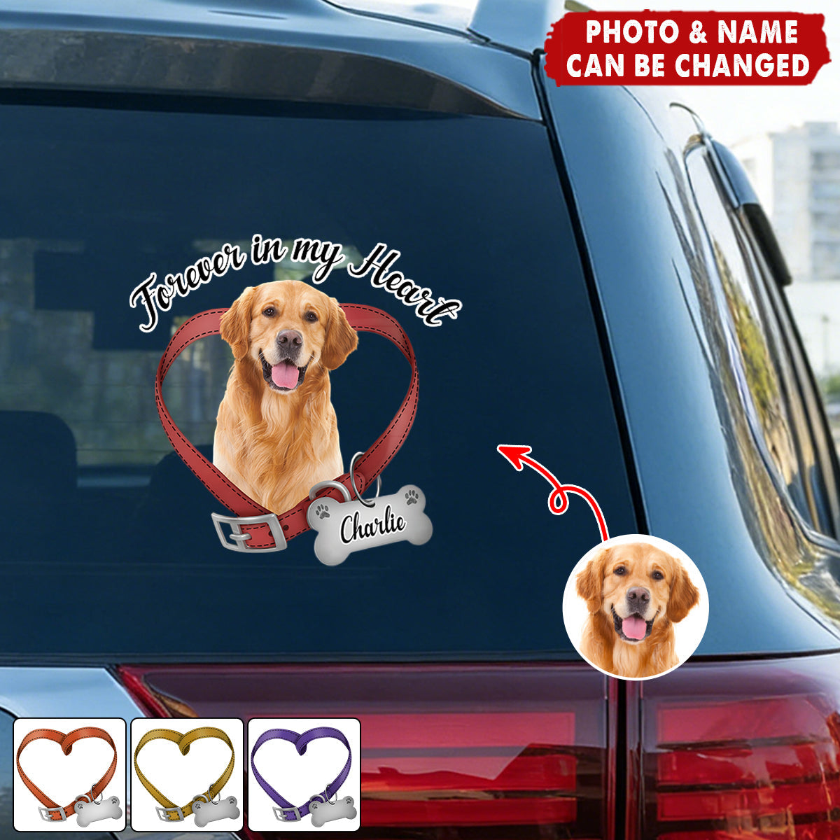 Custom Photo Forever In My Heart Pet Memorial Car Sticker