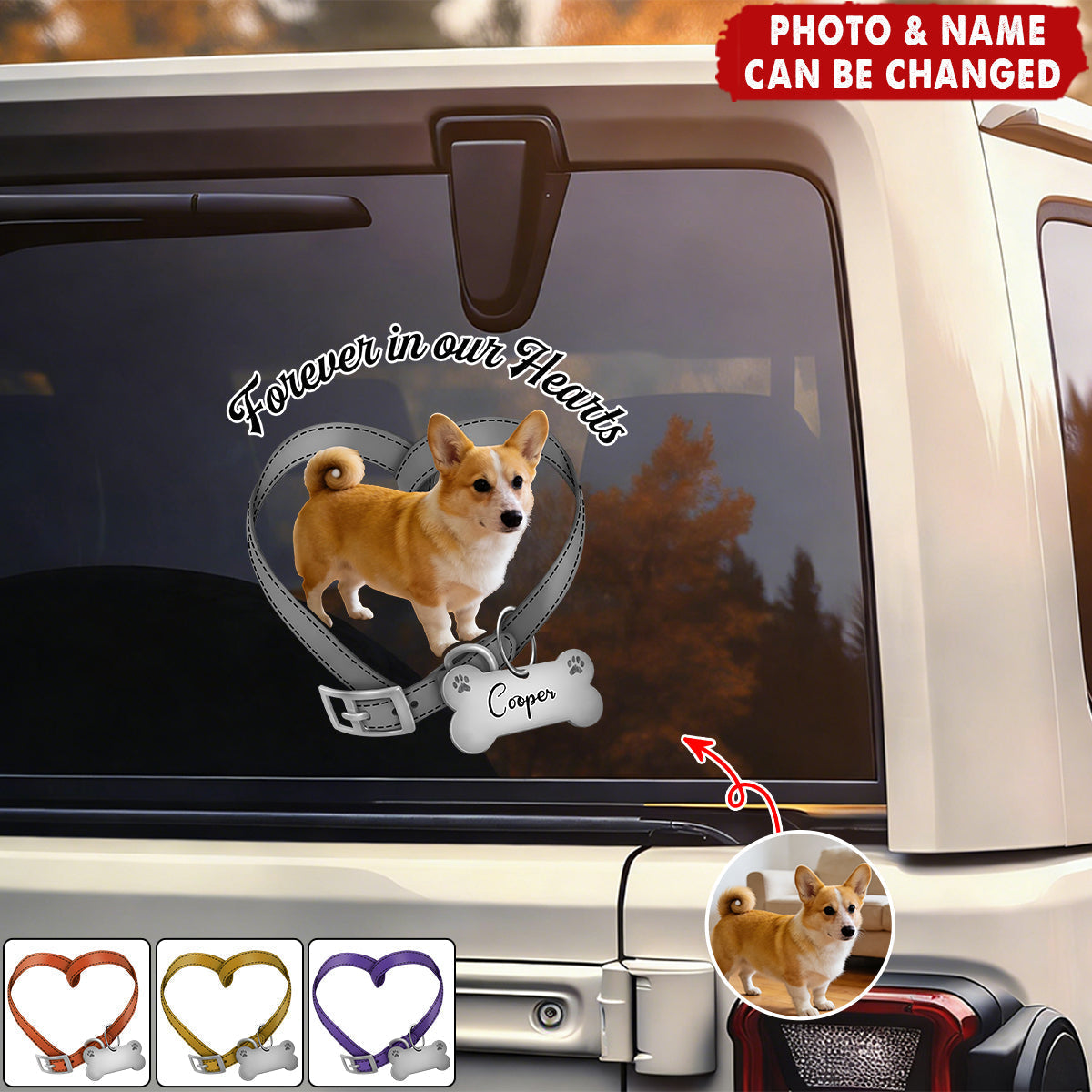 Custom Photo Forever In My Heart Pet Memorial Car Sticker