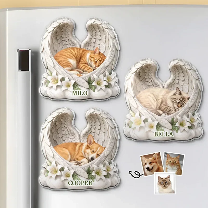 Custom Sleeping Pet Angel Acrylic Magnet