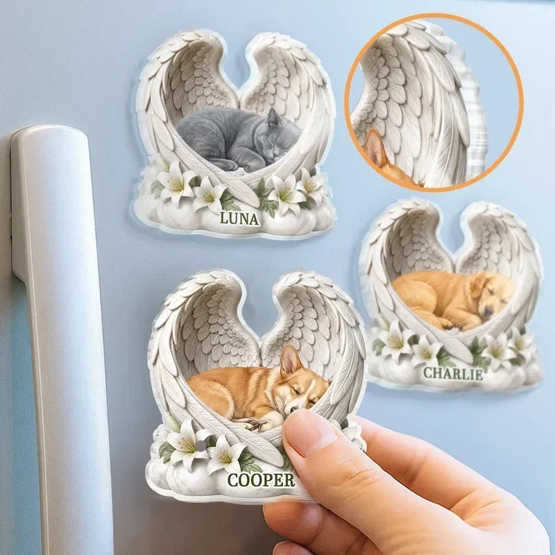 Custom Sleeping Pet Angel Acrylic Magnet
