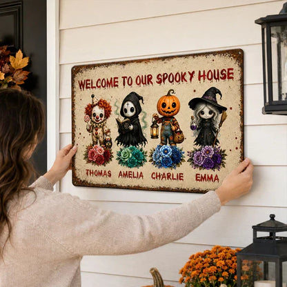 Personalized Welcome To Our Spooky House Iron Sign