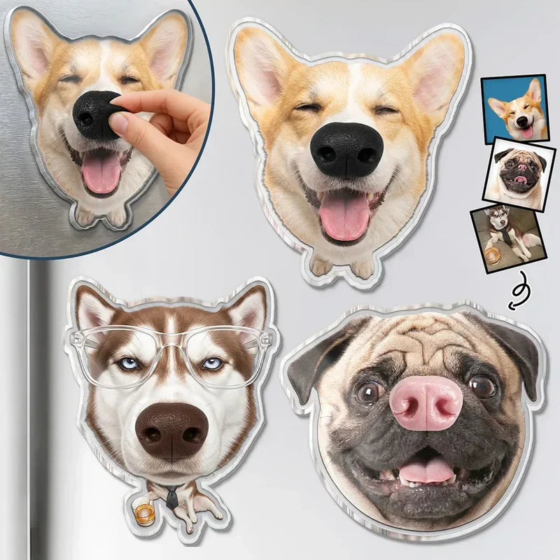 Personalized Dog Nose Fridge Magnet, Custom Pet Photo Cutout, Unique Gift for Dog Lovers