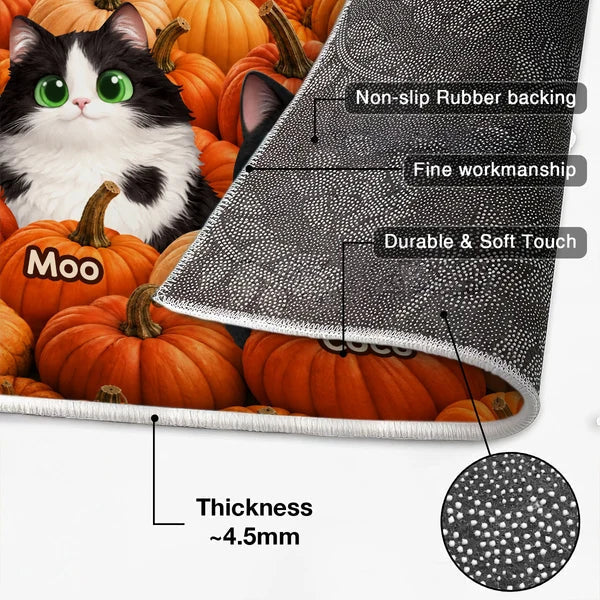 Personalized Pumpkin Patch Cats Standard Doormat