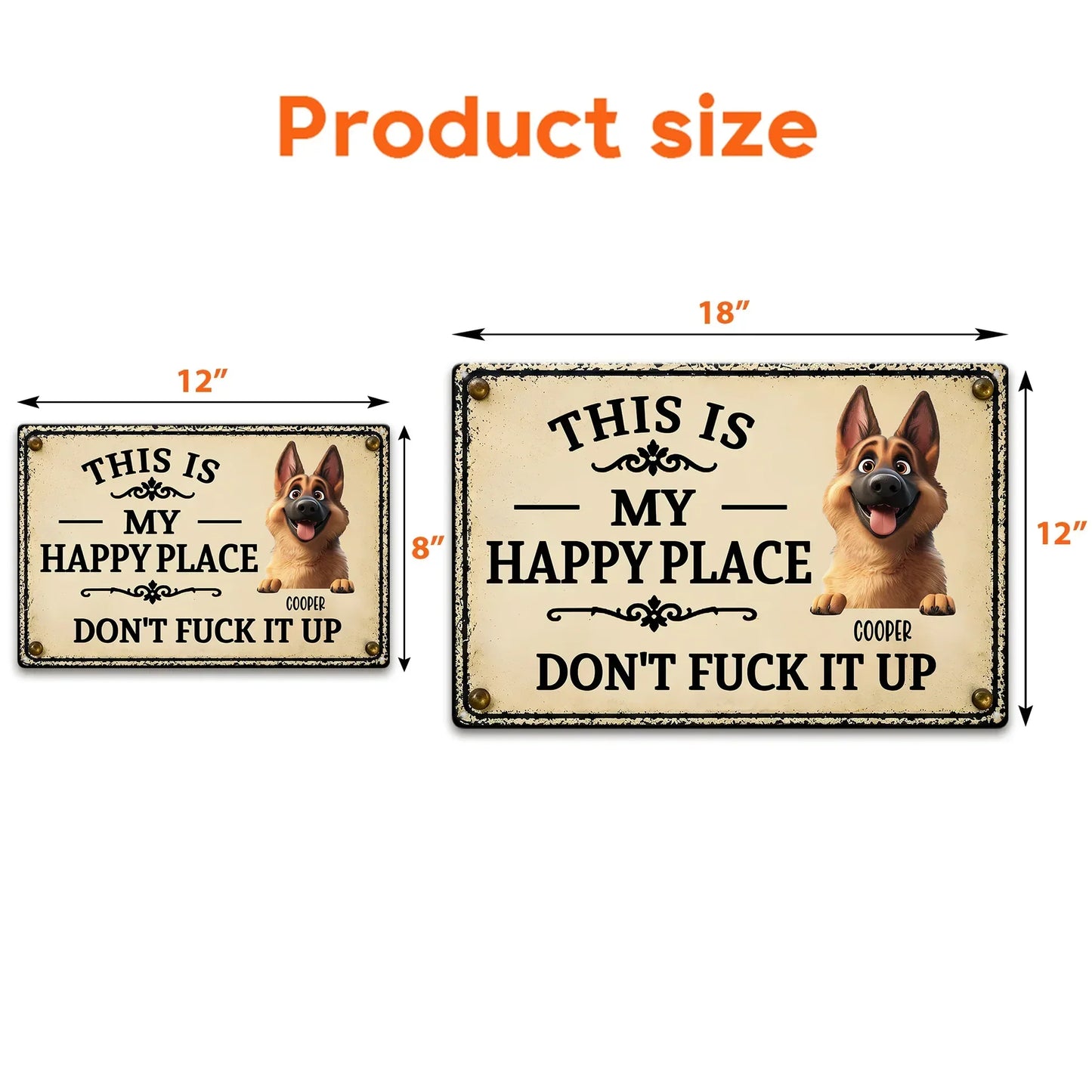 Personalized Playful Dog Happy Place Iron Sign