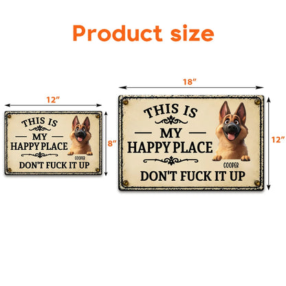 Personalized Playful Dog Happy Place Iron Sign