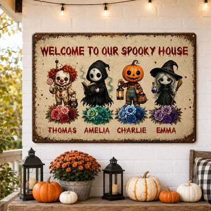 Personalized Welcome To Our Spooky House Iron Sign
