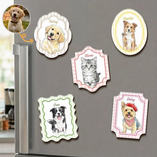 Colorful Acrylic Fridge Magnet for Dog & Cat Lovers, Creative Kitchen Gift with Custom Pet Art