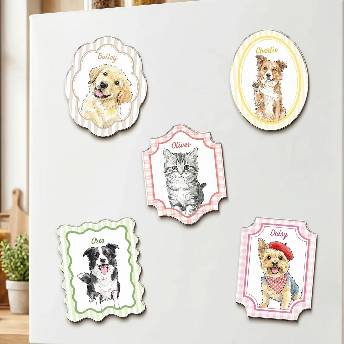 Colorful Acrylic Fridge Magnet for Dog & Cat Lovers, Creative Kitchen Gift with Custom Pet Art