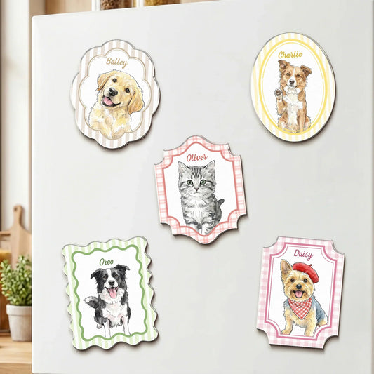 Colorful Acrylic Fridge Magnet for Dog & Cat Lovers, Creative Kitchen Gift with Custom Pet Art