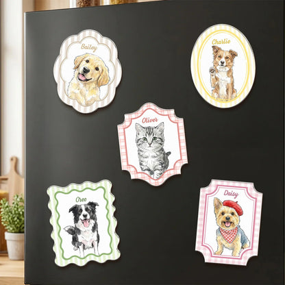 Colorful Acrylic Fridge Magnet for Dog & Cat Lovers, Creative Kitchen Gift with Custom Pet Art