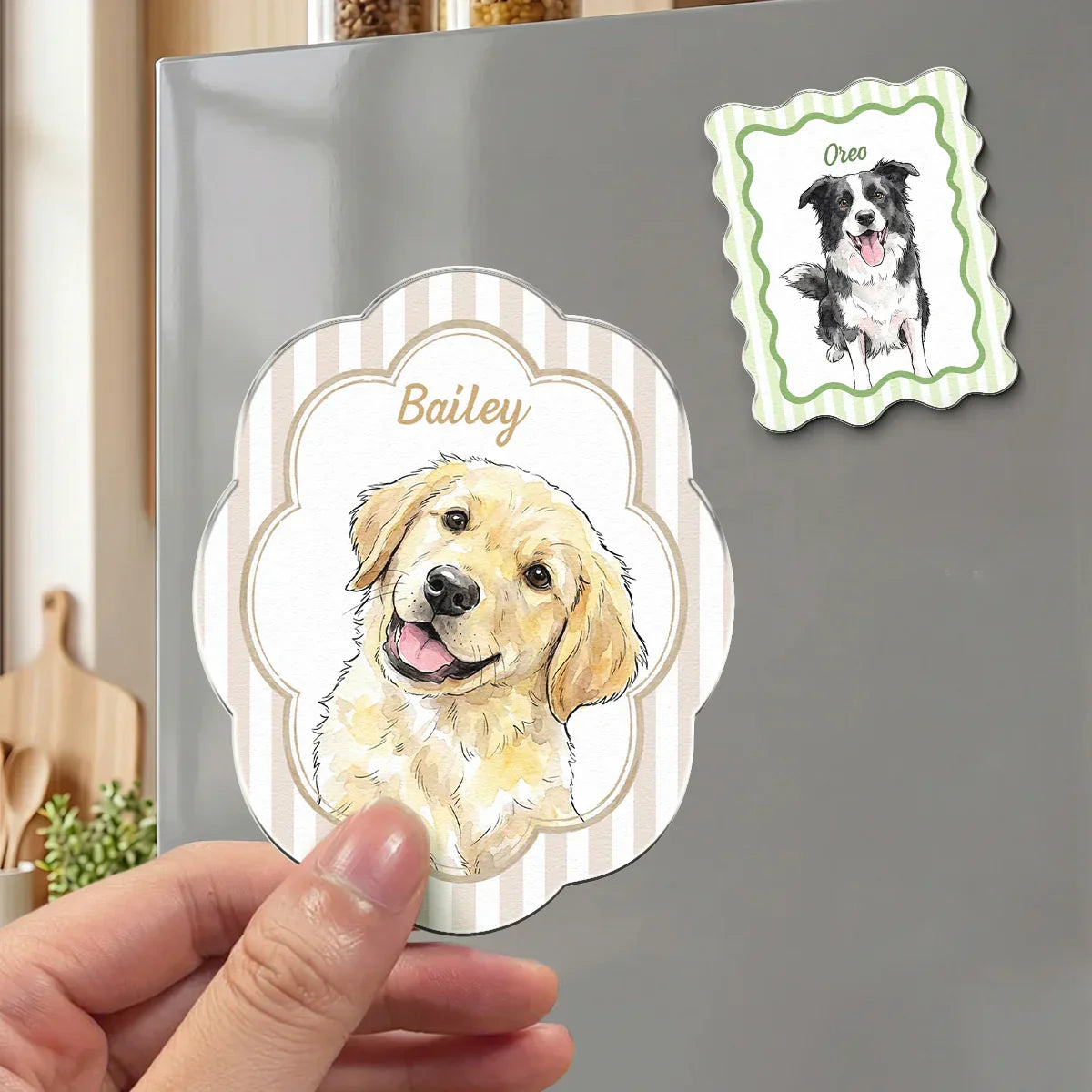 Colorful Acrylic Fridge Magnet for Dog & Cat Lovers, Creative Kitchen Gift with Custom Pet Art