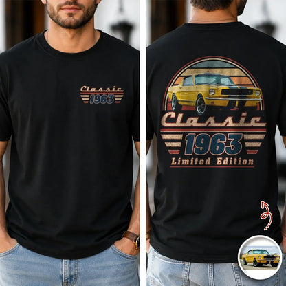 Personalized Vintage Car Photo Dual Print T-Shirt