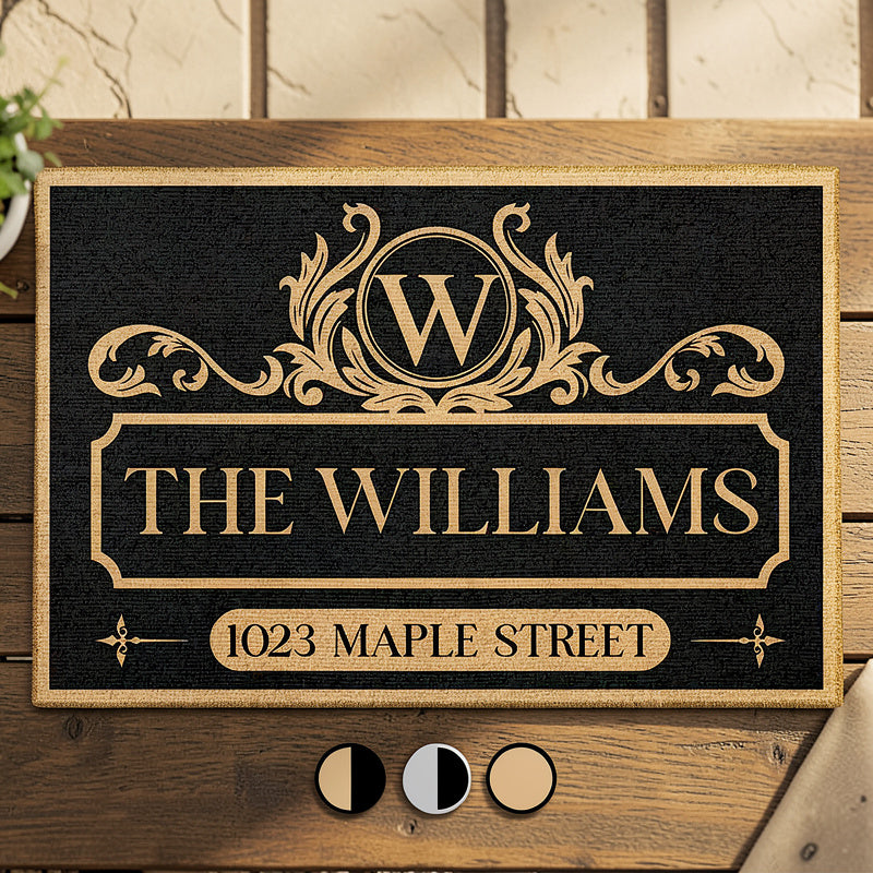 Personalized Vintage Family Monogram Address Doormat