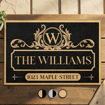 Personalized Vintage Family Monogram Address Doormat
