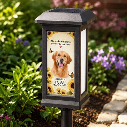 Personalized Pet Memorial Solar Garden Stake Light, Sunflower Dog Tribute, Unique Sympathy Gift for Pet Owners