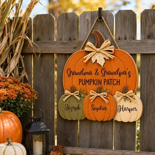 Personalized Grandma And Grandpa's Pumpkin Patch Wooden Sign