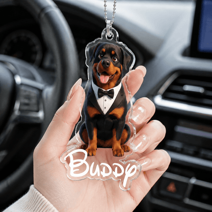 Personalized Cartoon Pet Rear View Mirror Accessory - Cute Gift for Dog Mom Cat Mom, Car Decor