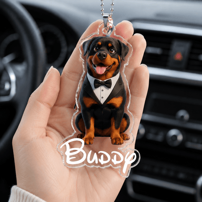 Personalized Cartoon Pet Rear View Mirror Accessory - Cute Gift for Dog Mom Cat Mom, Car Decor