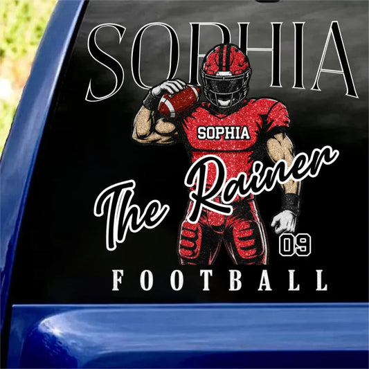 Game On Retro Personalized Football Car Decal - Custom Name and Jersey Number for Fans and Players